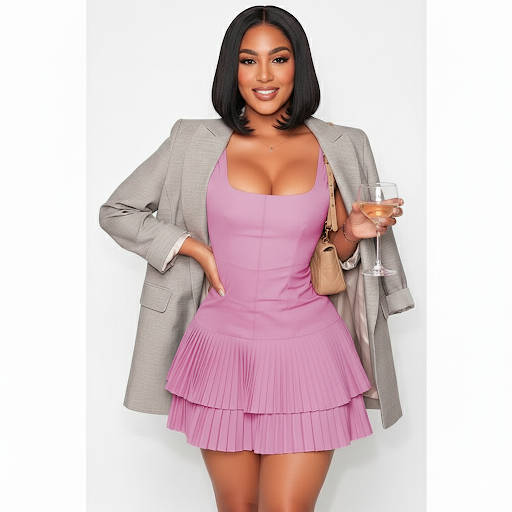 Plain Color Dream Girl Pleated Dress