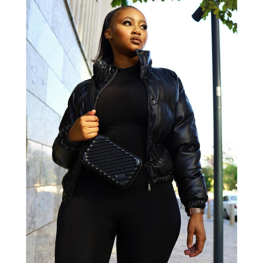 Faux Leather Padded Jacket