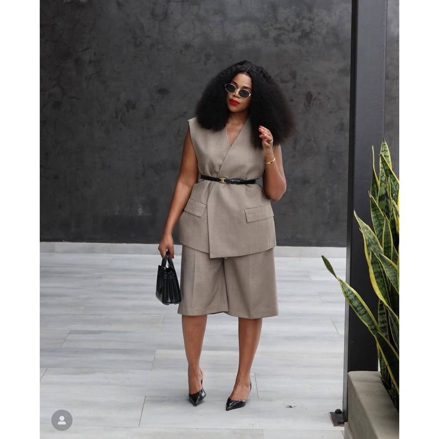 Plus size formal wear high short and waist blazer Set