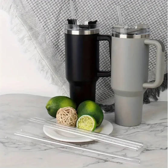 Stainless Steel Insulated Travel Mug - Tumbler with Straw & Handle - 1.2L