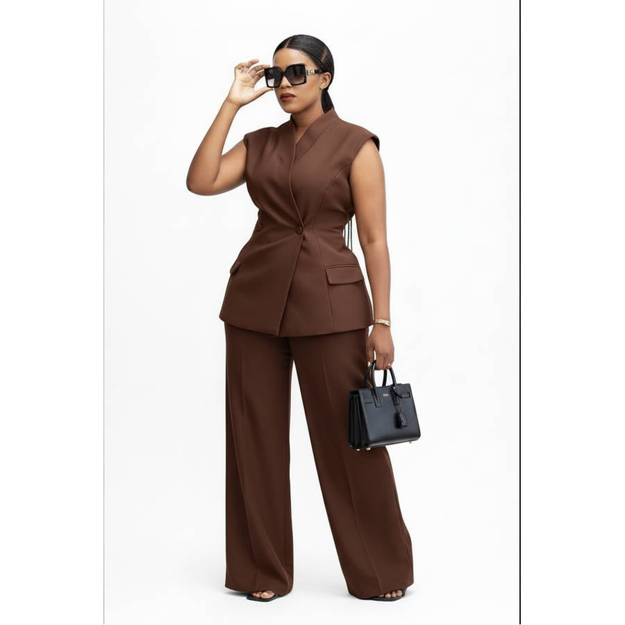 Sleeveless Top and Long Pants 2 Piece Set
