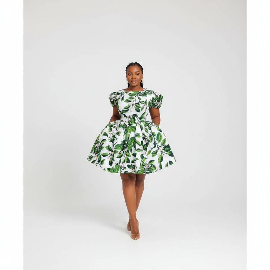 3 Quarter Sleeve Midi Ankara Dress