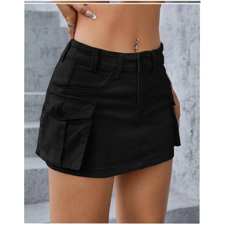 Side Pockets Mini Skirt