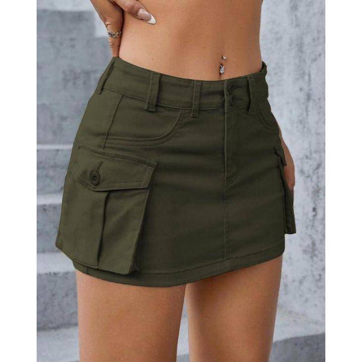 Side Pockets Mini Skirt