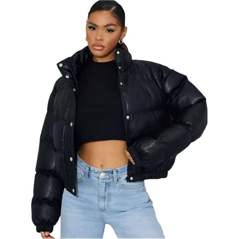 Faux Leather Padded Jacket