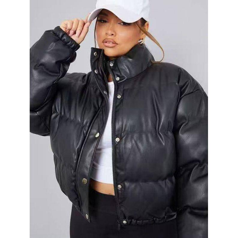 Faux Leather Padded Jacket