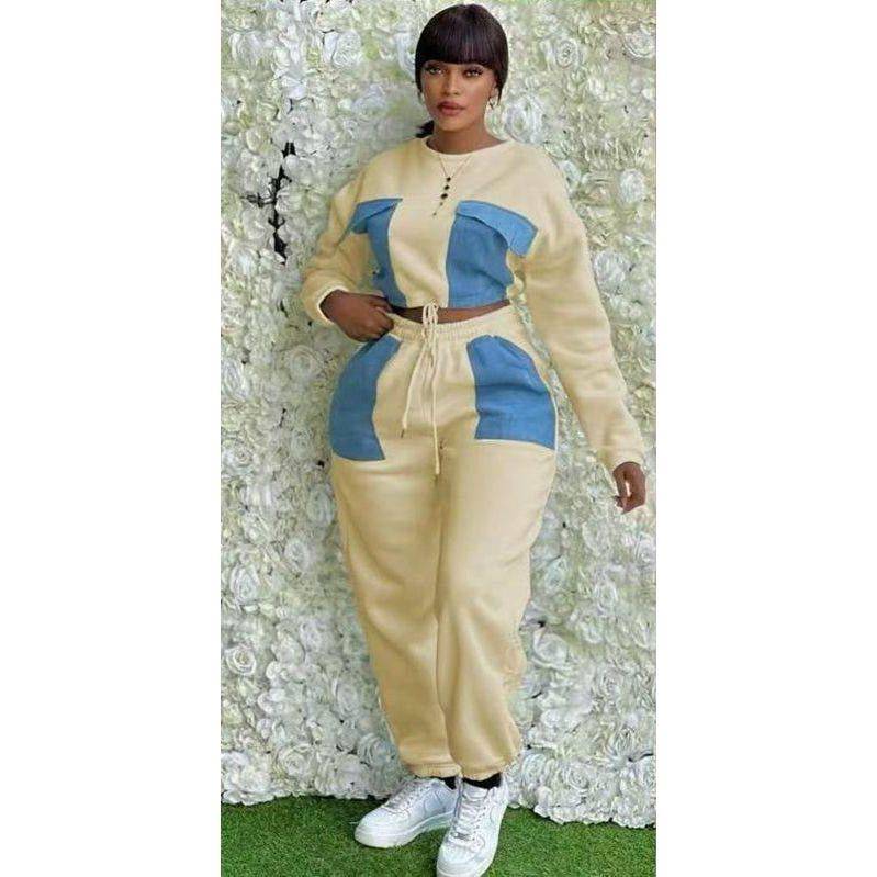 2 Piece Color block Jogger Drawstring Set