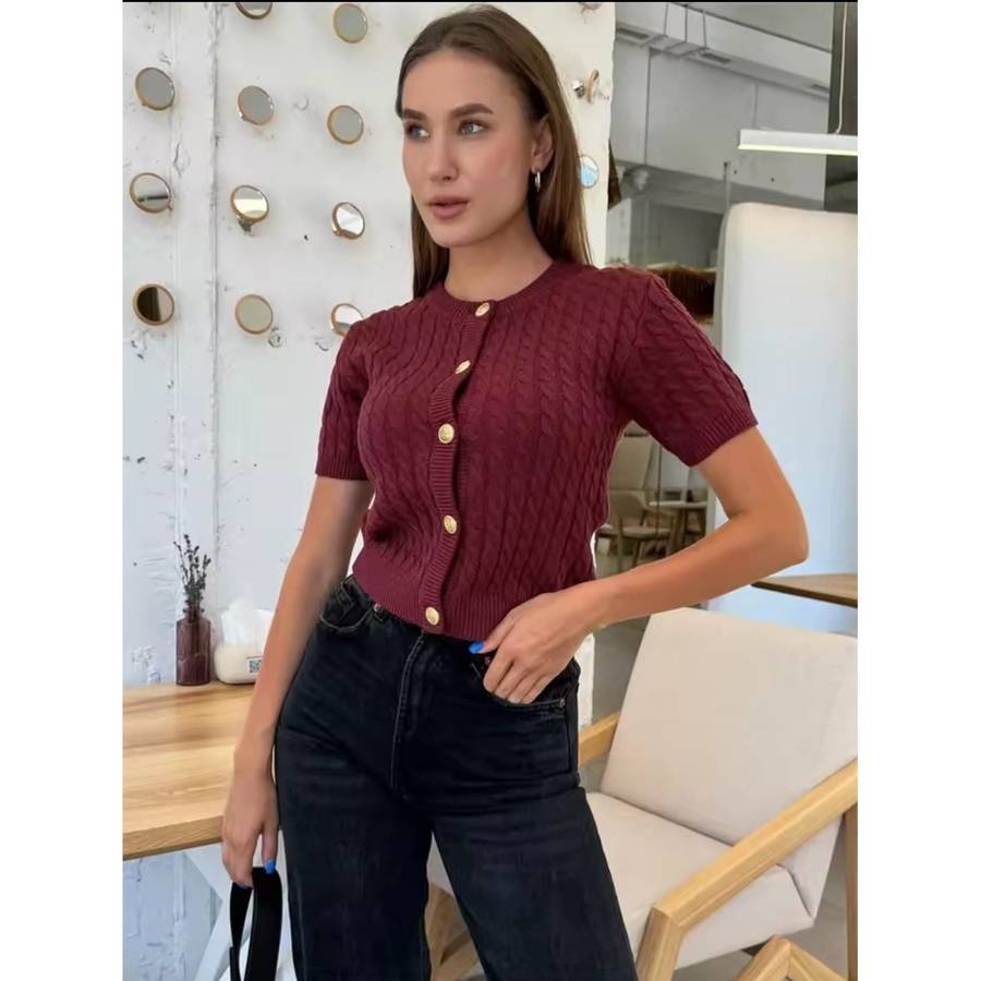 Short Sleeve Knitted bodycon Crop Jersey