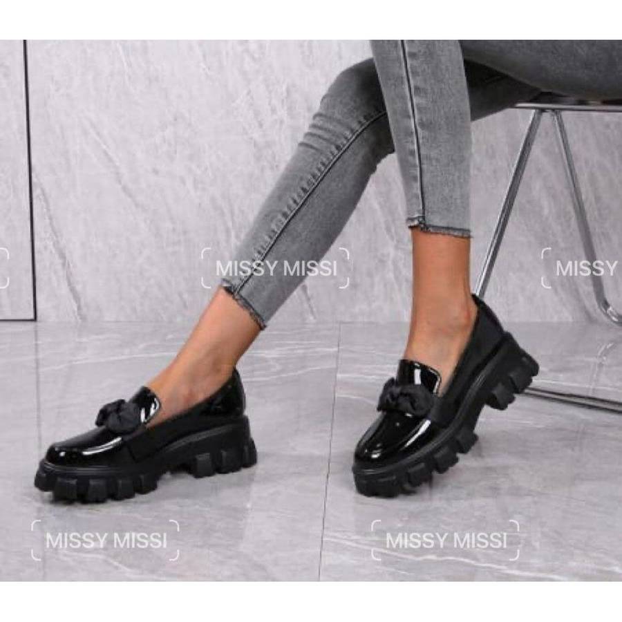 Bowknot Platform Oxford Glossy Shoes