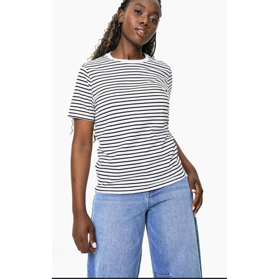 Round Neck Short Sleeve Striped T-Shirt