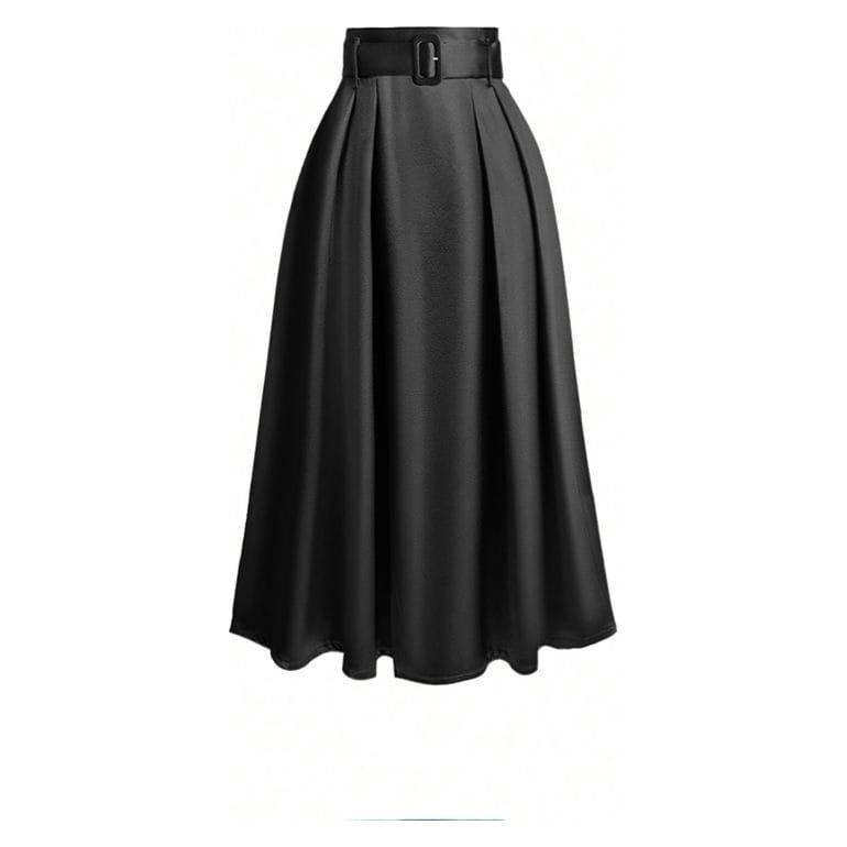 High waisted satin beltes umbrella skirt