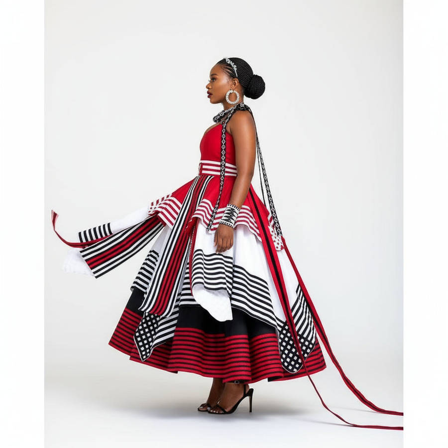 Multi-Color Knotted shoulder African Print Dress