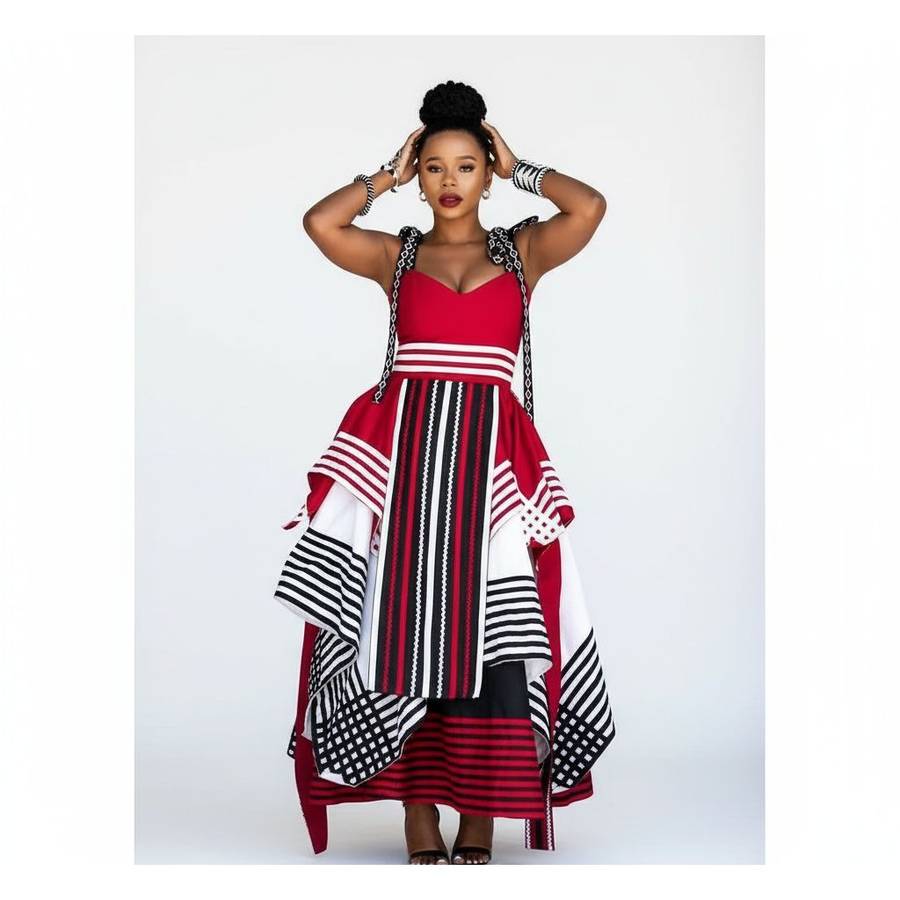 Multi-Color Knotted shoulder African Print Dress