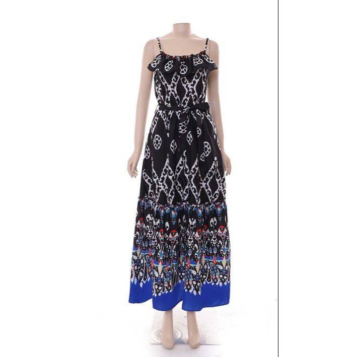 Women Cruise Outfit Graphic Print Cami Maxi Dress