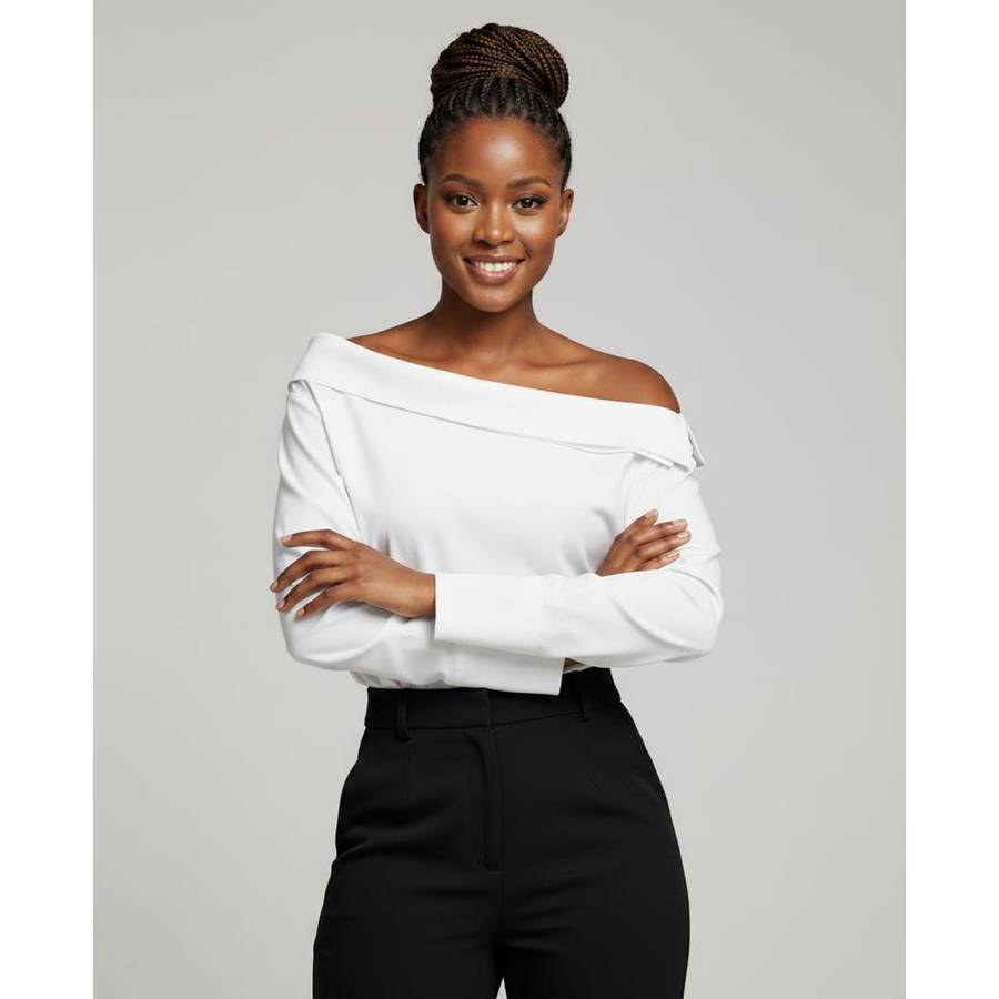 Long Sleeved T-shirt with Asymmetrical Neckline
