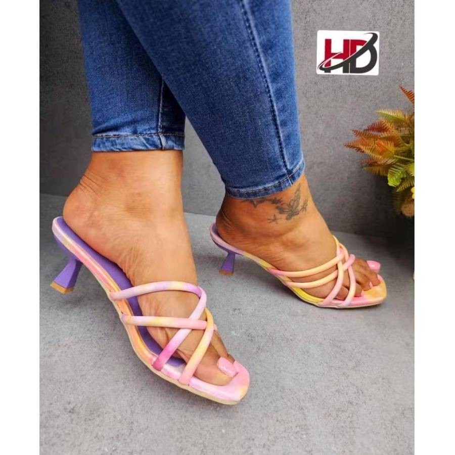 High Heel with Cross Straps Open Toe Design Heels
