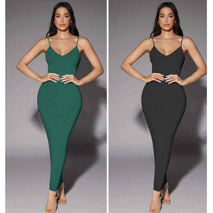 Sexy Sleeveless Bodycon Dress - GREEN / S
