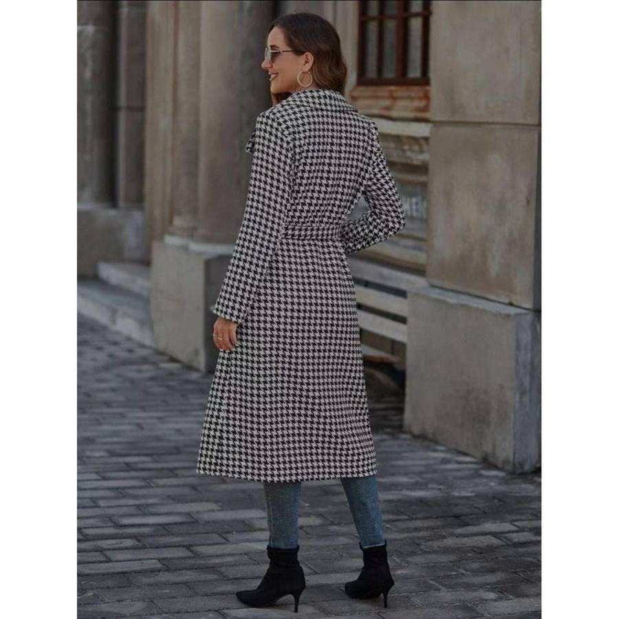 Plaid Print Belted Overcoat