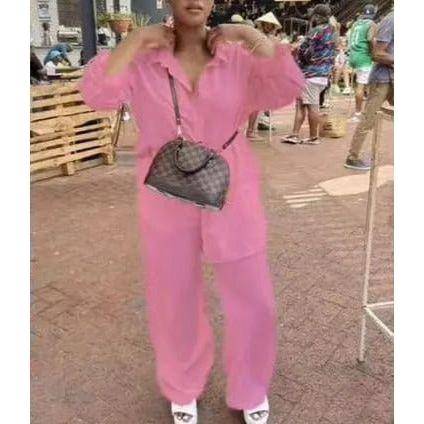 Vintage Buttoned Top & Pant Set