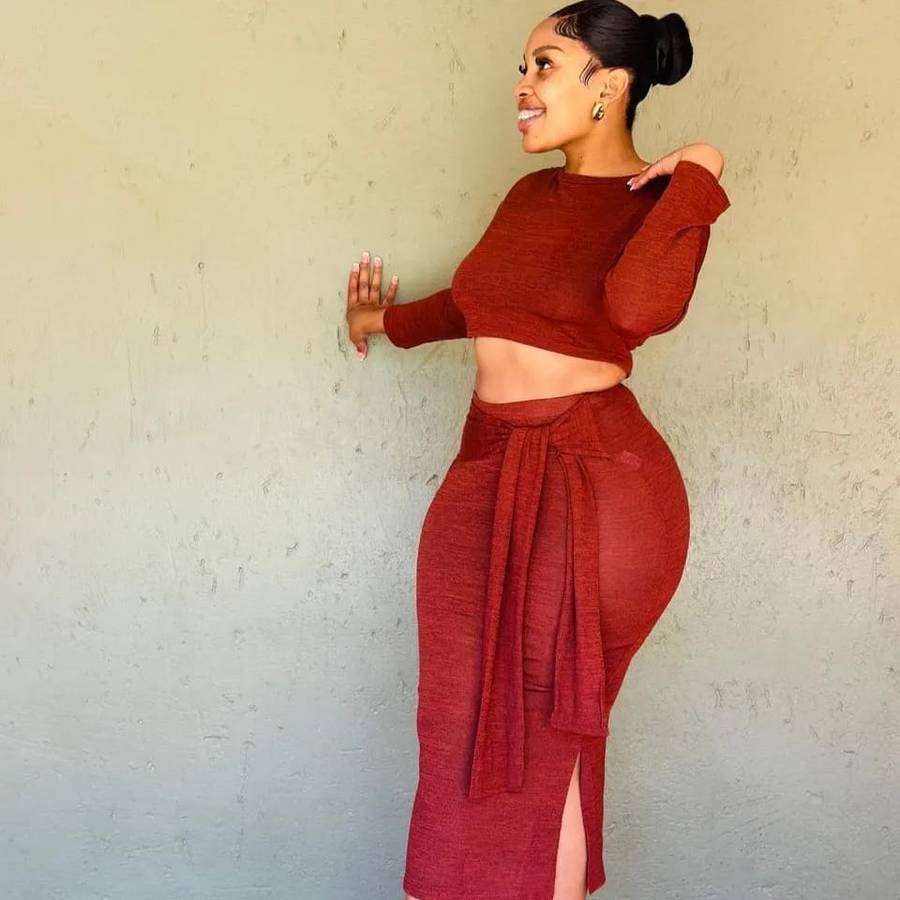 Sexy Knitted Crop Top and Skirt Set