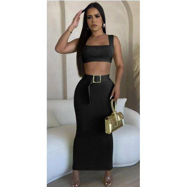 Sexy Knitted Top and Skirt Set