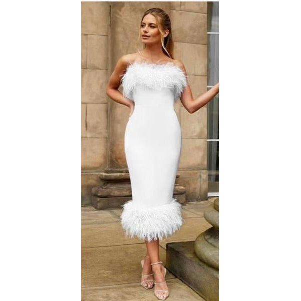 High Waisted Off Shoulder Bodycon Dress