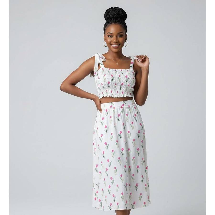 Sexy Sleeveless Floral Print Casual 2 Pieces Set