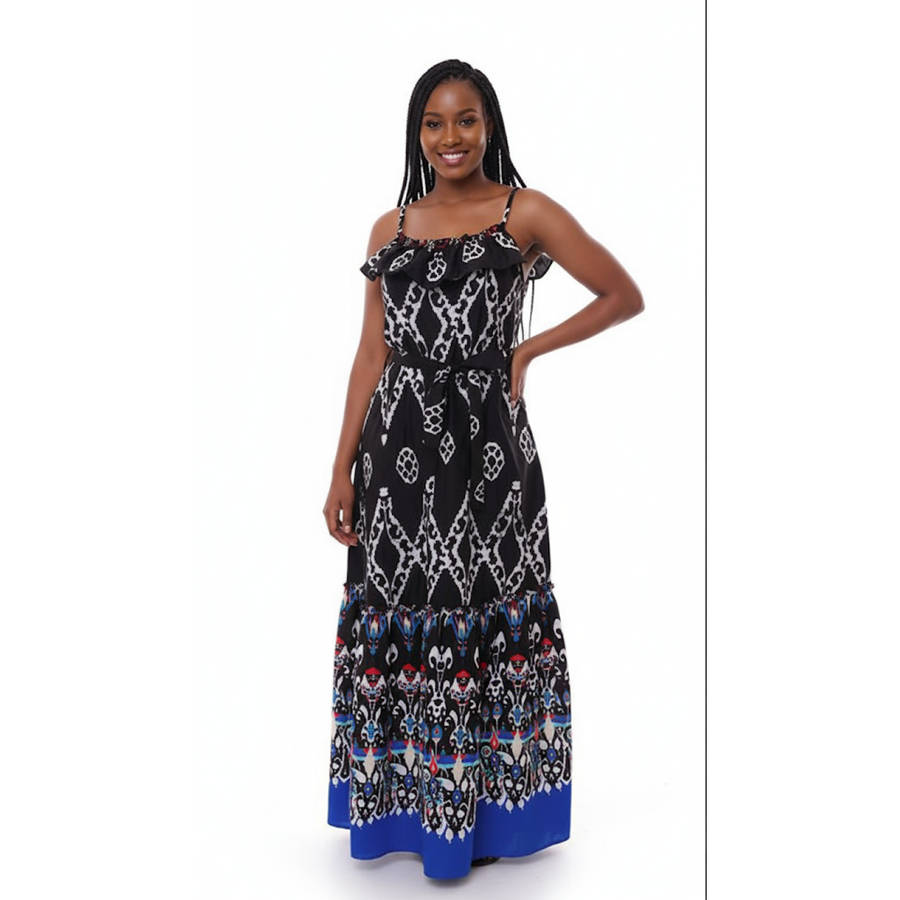 Women Cruise Outfit Graphic Print Cami Maxi Dress