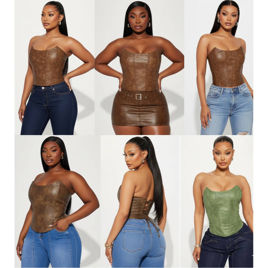 Faux Leather Corsets Top