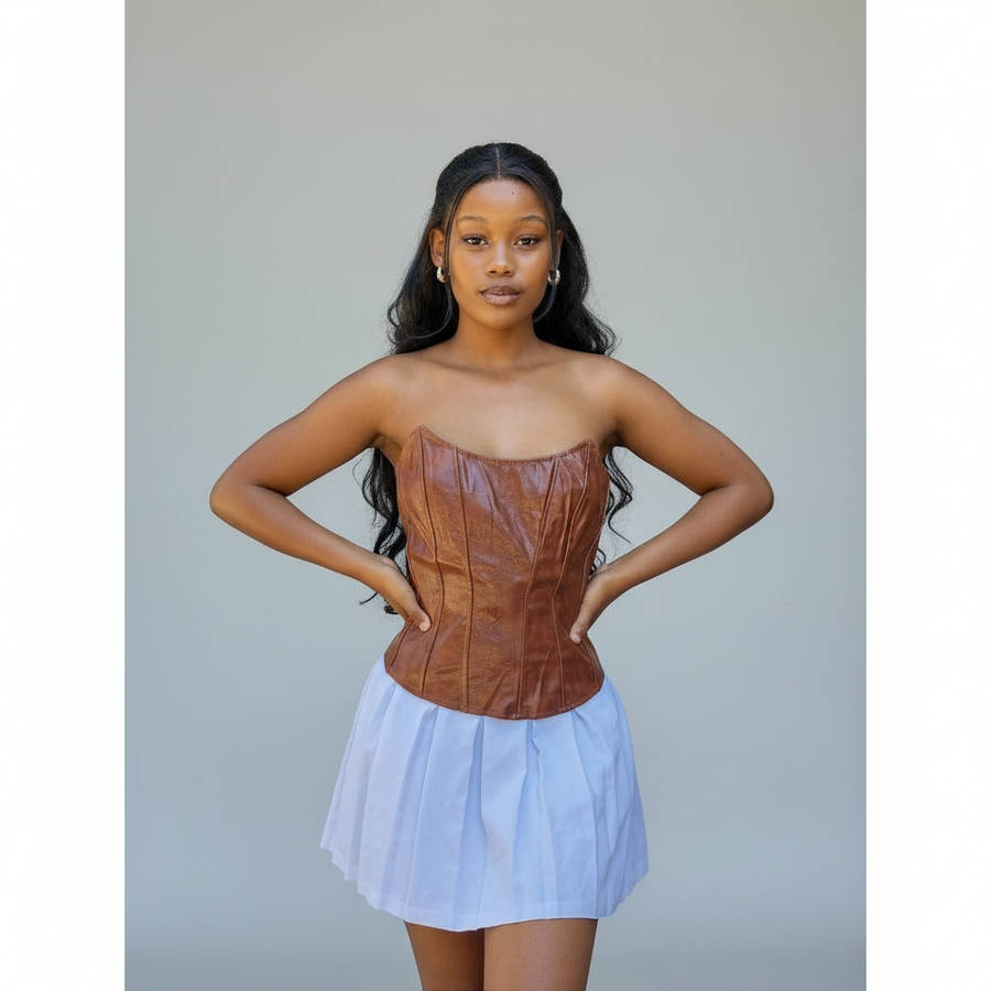 Faux Leather Corsets Top