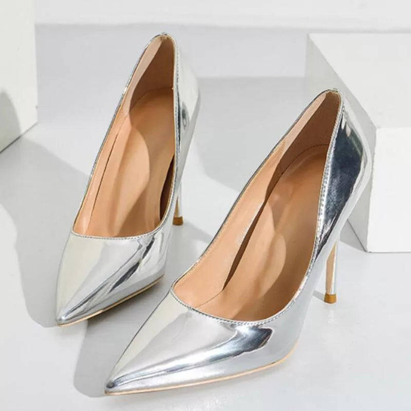 Women Pumps High Heels - SILVER / 7