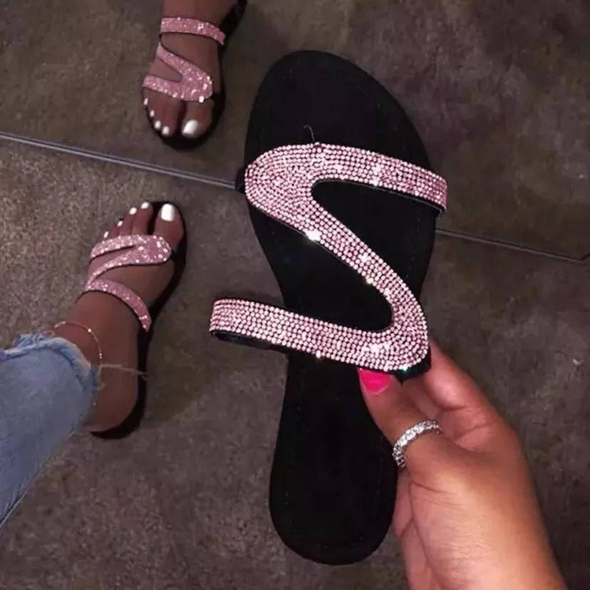 Z-Shaped Gliter Flipflop - PINK / 6