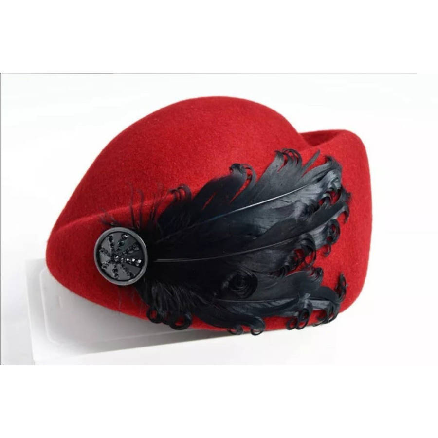 Decorated wool vintage Hats - MAROON
