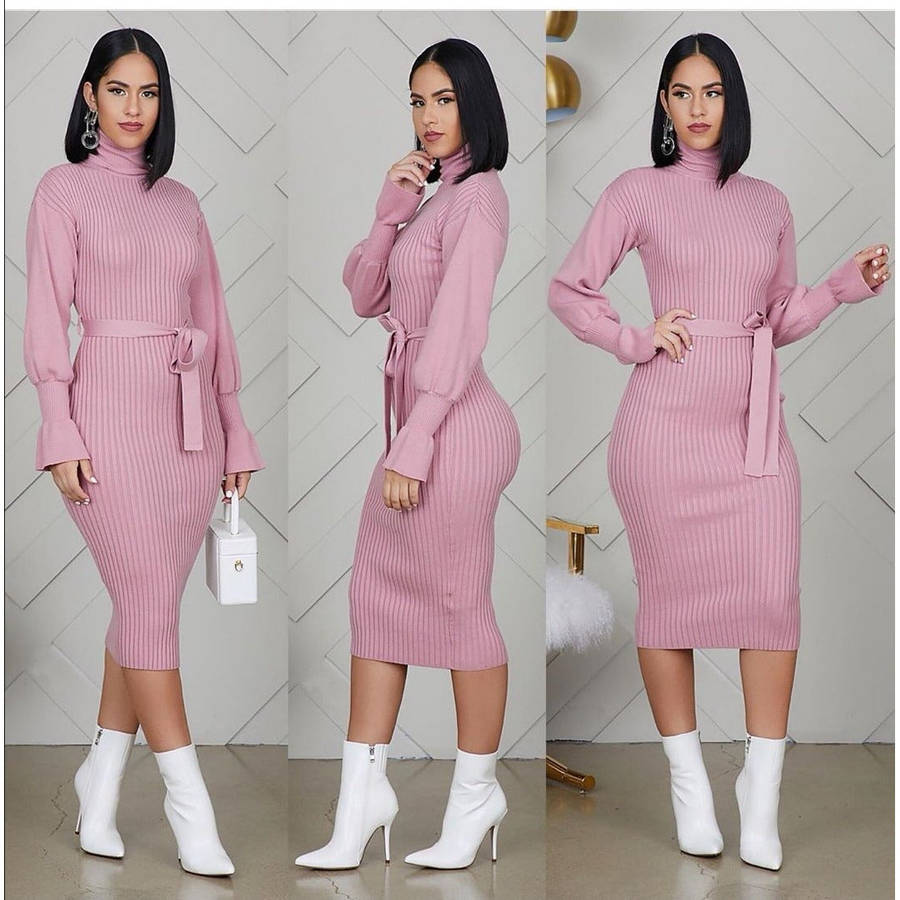Knit Sweater Dress - WHITE / S/M