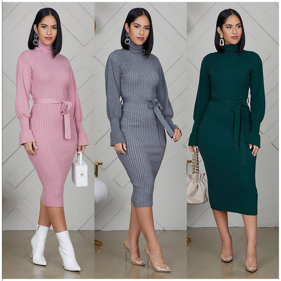 Knit Sweater Dress - WHITE / S/M