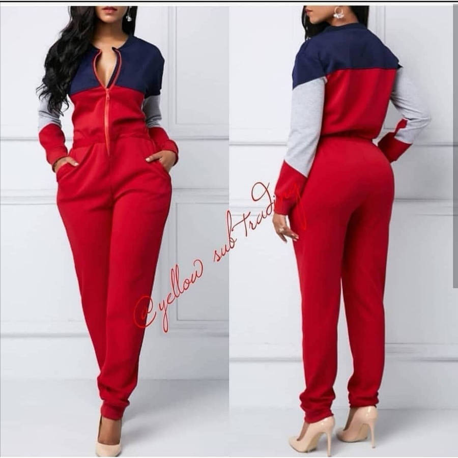Front Zip Sweater Jumpsuit - XXL