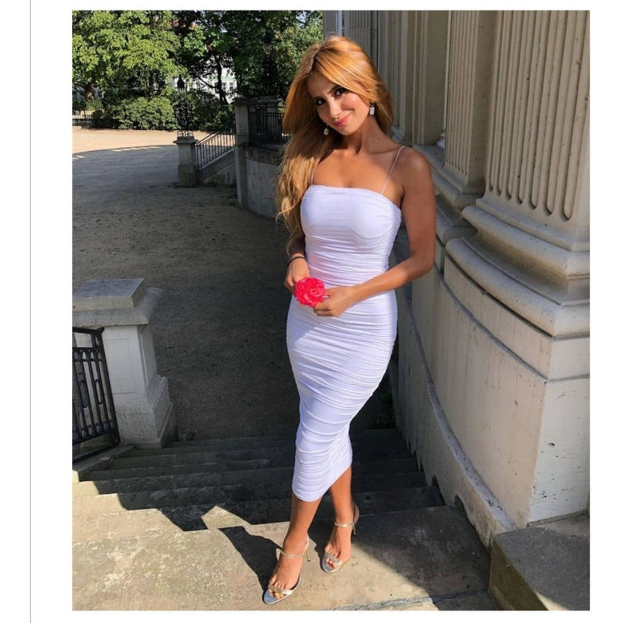 Spaghetti Strap Dress - WHITE / M