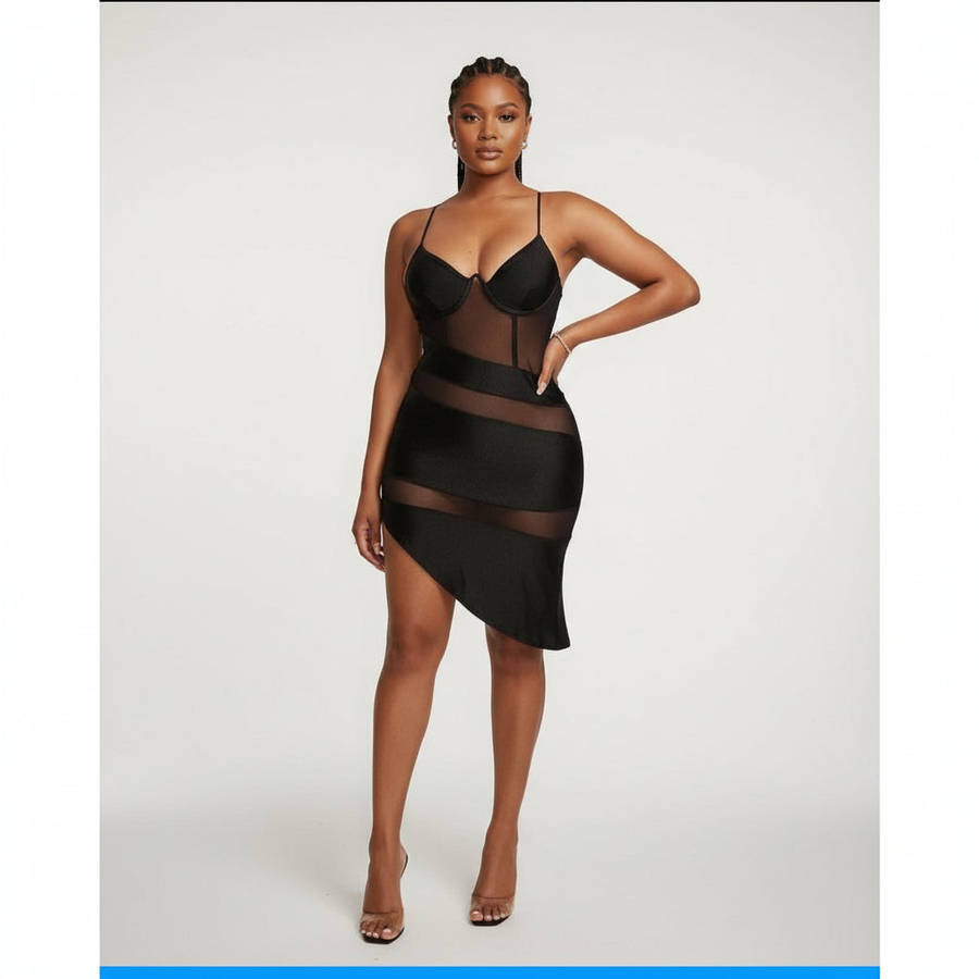 Sexy Mesh Patchwork Bodycon Dress