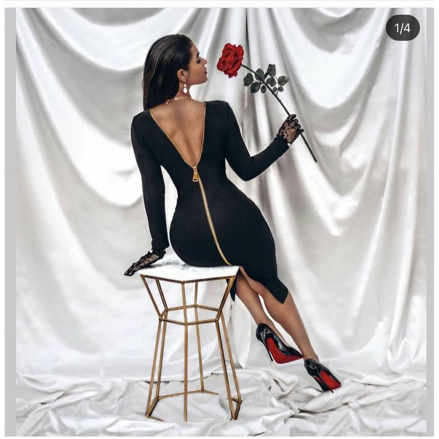 Long Sleeve Back Zipper Dress - GREEN / L