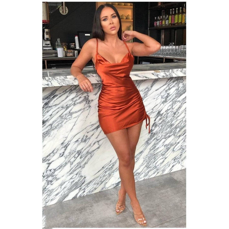 Sleeveless Short Satin Mini Dress