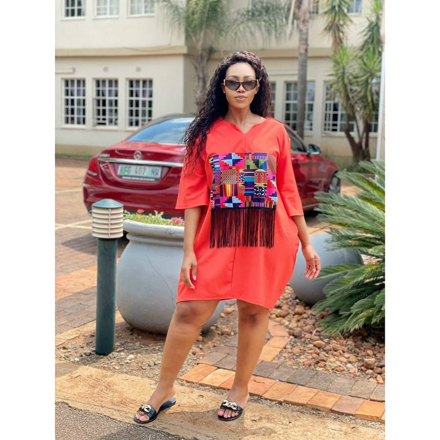 Orange Fringe Detailed Bubble Dress