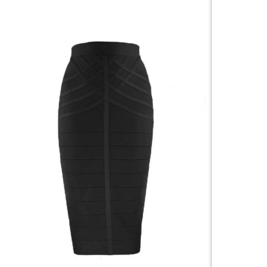 High Waist Classy Bandage Skirt - BLACK / L/XL