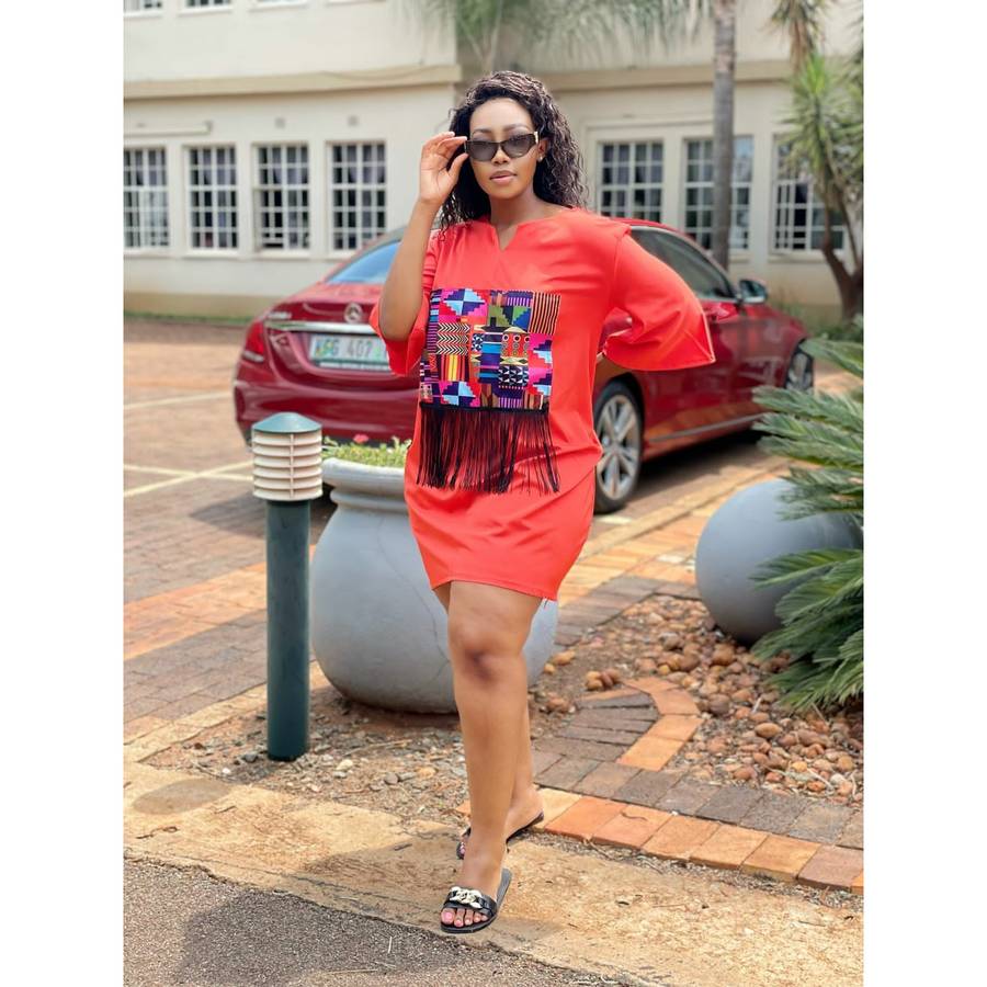 Orange Fringe Detailed Bubble Dress