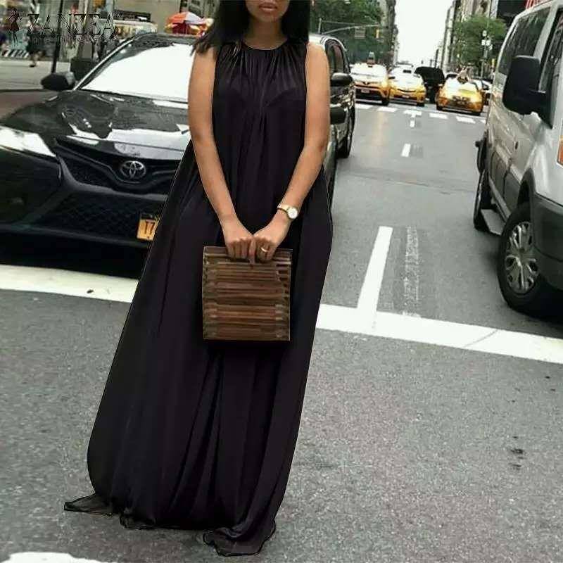 Sleeveless Maxi Dress - BLACK / 32