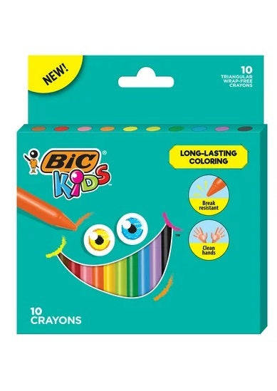 BIC Kids Triangular Coloring Crayons 10 Pack - BKPCTP10-A-AST