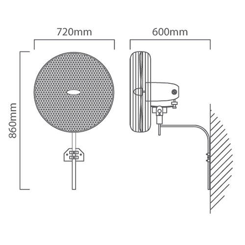 Eurolux Hurricane Wall Fan 2 Blades Silver