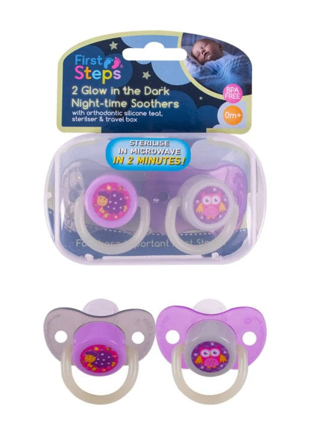 First Steps Glow in the Dark Night-Time Soothers 2 Pack