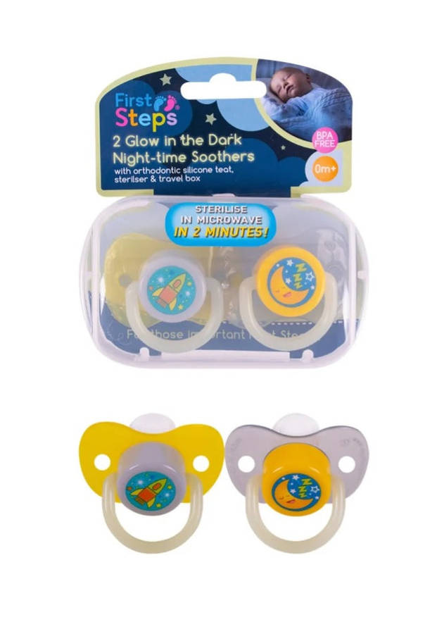 First Steps Glow in the Dark Night-Time Soothers 2 Pack