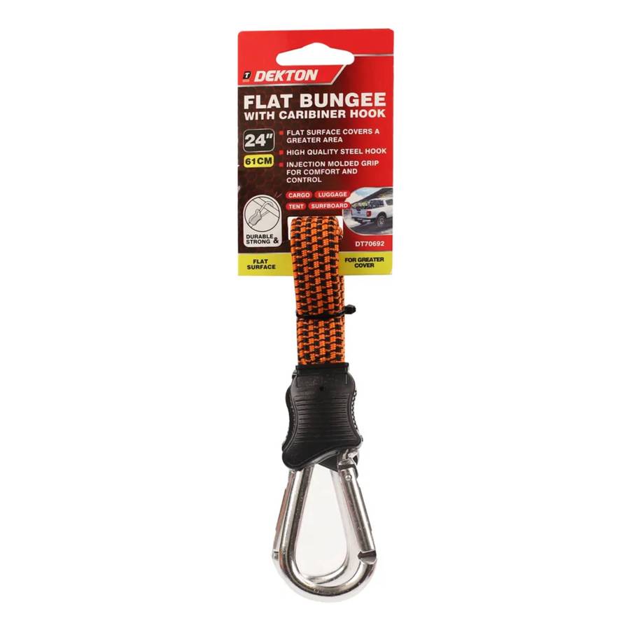DEKTON 24" Flat Bungee with Carabiner Hook