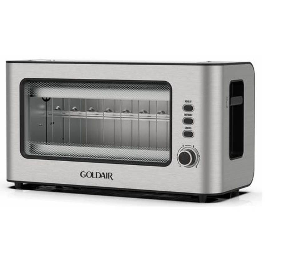 Goldair 2 slice Stainless steel toaster with glass window. 1000W